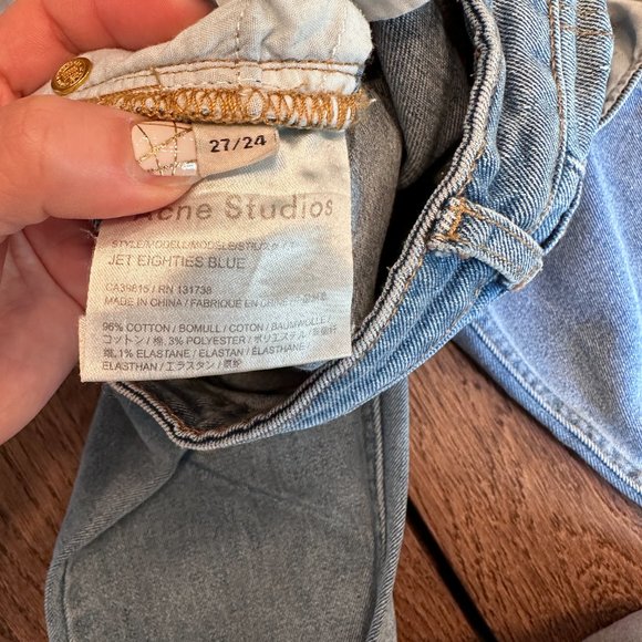 Acne Studios Cropped Raw HemJeans Jet Eighties Blue 27/24 - Picture 5 of 7